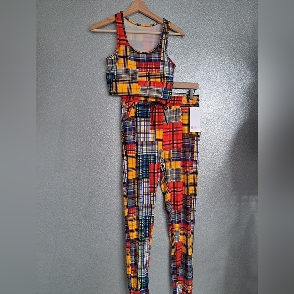 NWT 3 Piece Plaid Workout Set  Size M - Picture 2 of 11